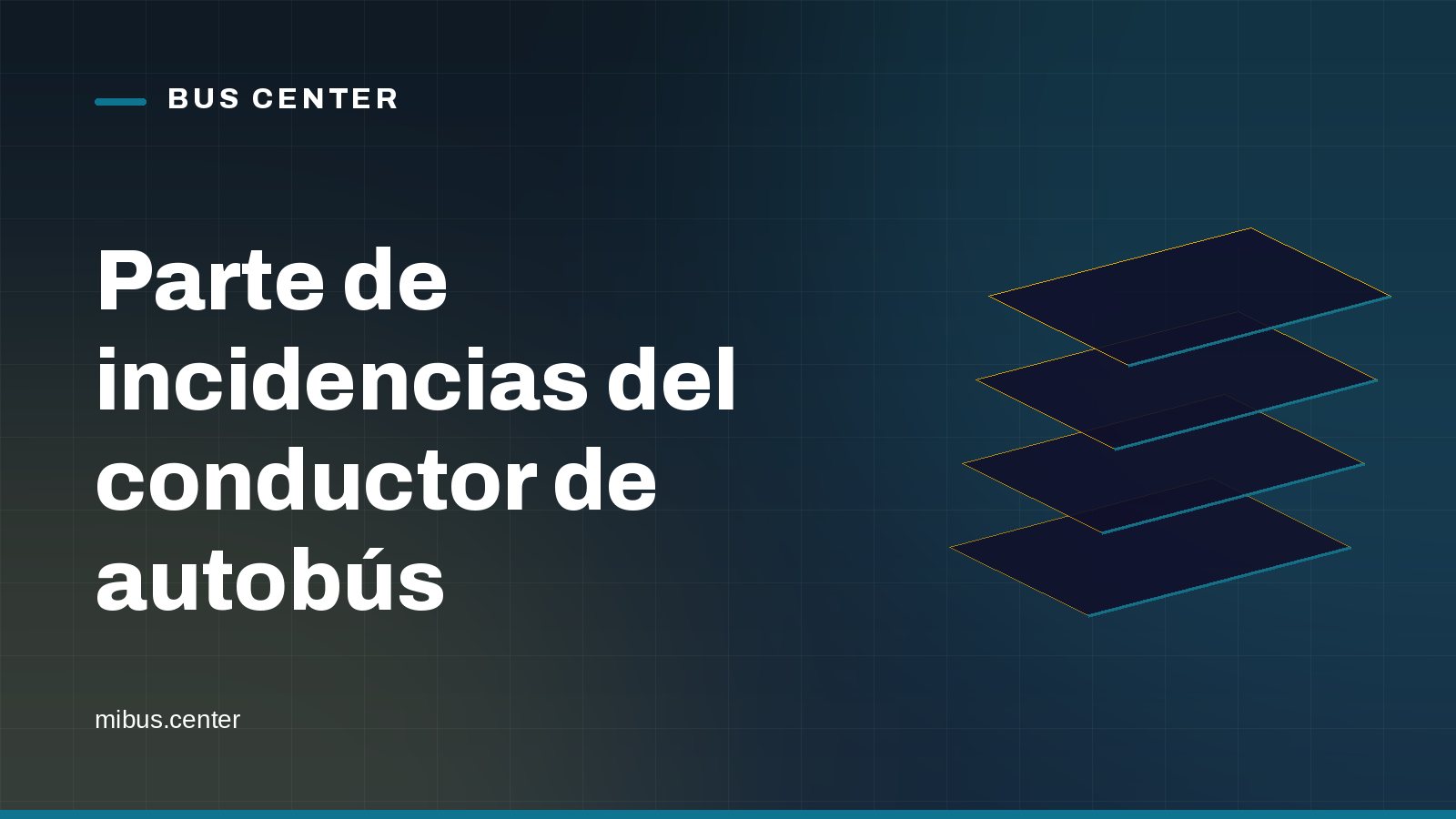 Portada gráfica de Bus Center: capas apiladas sobre fondo azul noche, con el titular del artículo